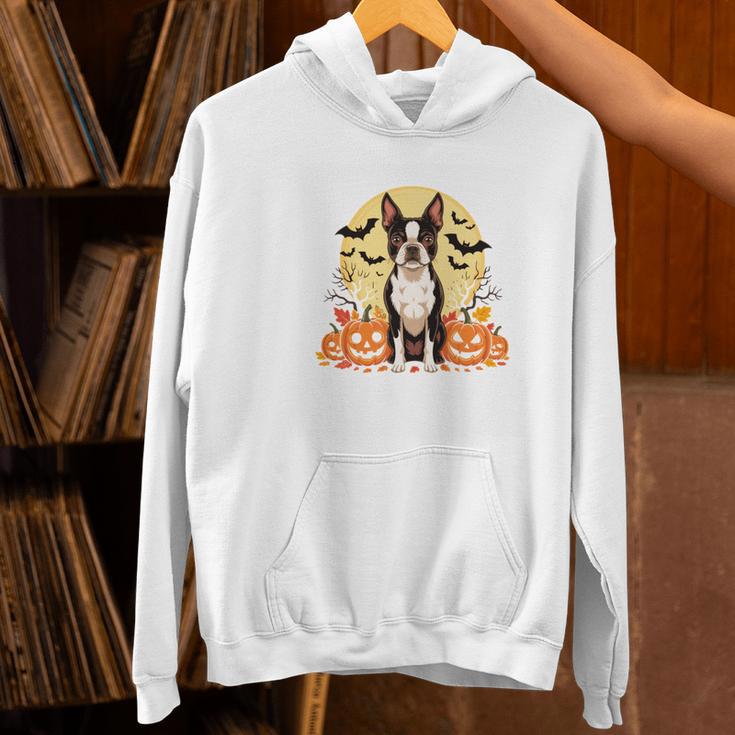 Boston Terrier Halloween Dog Lover Pumpkin Costume Women's Hoodie, Boston Terrier Halloween Hoodies, gift for family, gift for coworker