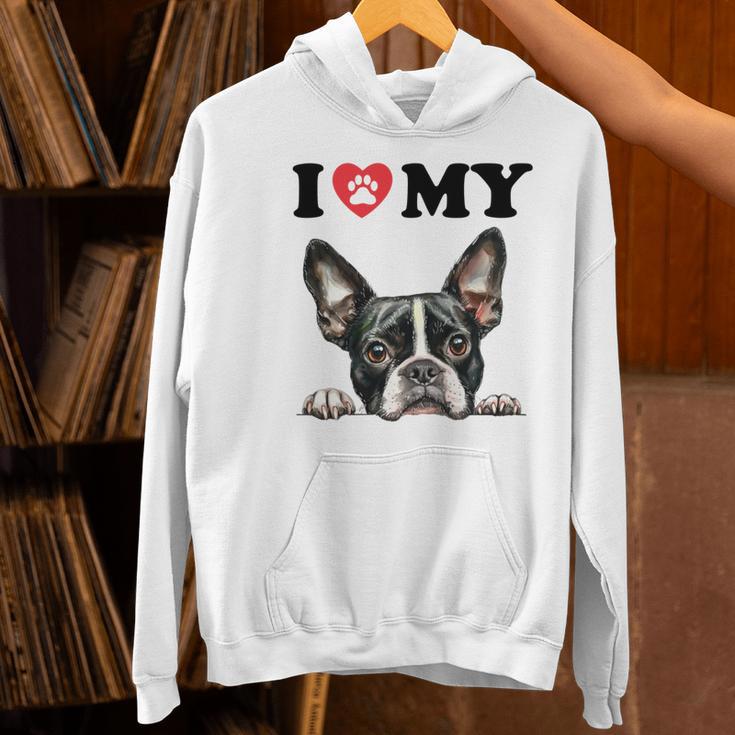 Boston Terrier I Heart My Dog Dog Lover Women's Hoodie, gift for family, gift for coworker