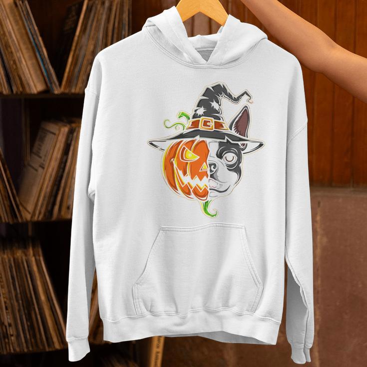 Boston Terrier Pumpkin Jack O Lantern Halloween Women's Hoodie, Boston Terrier Halloween Hoodies, gift for family, gift for coworker