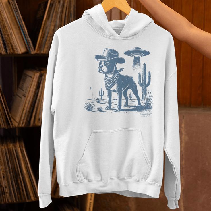 Boston Terrier UFO Cowboy Dog Dog Mom Dog Dad Alien Dog Women's Hoodie, Boston Terrier Mom Hoodies, Boston Terrier Dad Hoodies, gift for family, gift for coworker