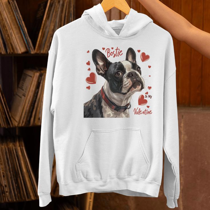 Boston Terrier Is My Valentine Cute Pet Dog Owner Valentine Women's Hoodie, gift for family, gift for coworker