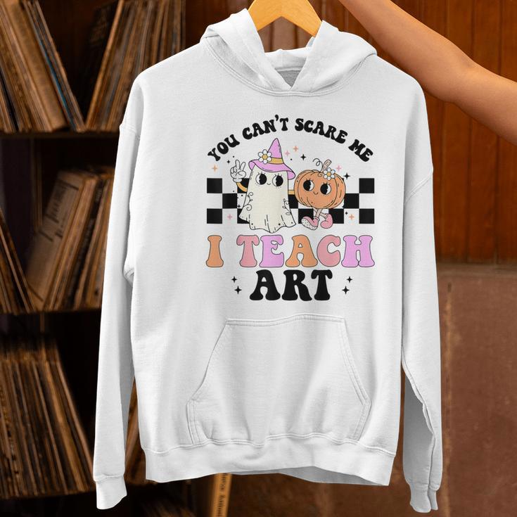 You Can't Scare Me I Teach Art Retro Teacher Ghost Halloween Women's Hoodie, gift for family, gift for coworker
