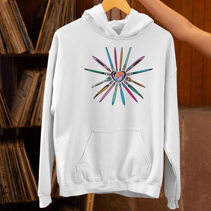 Cool Brush Heart Shape Art Teacher Paint For Artist Painter Women's Hoodie, gift for family, gift for coworker Cool Brush Heart Shape Art Teacher Paint For Artist Painter Women's Hoodie, gift for family, gift for coworker