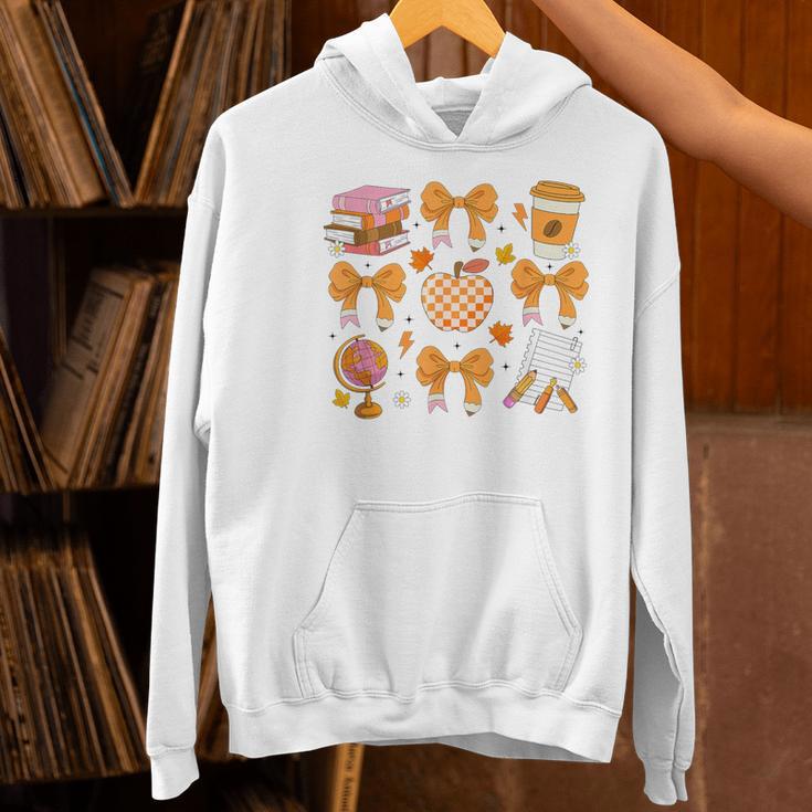 Coquette Bow Teacher Thanksgiving Fall Autumn Girls Women Women's Hoodie, gift for family, gift for coworker Coquette Bow Teacher Thanksgiving Fall Autumn Girls Women Women's Hoodie, gift for family, gift for coworker