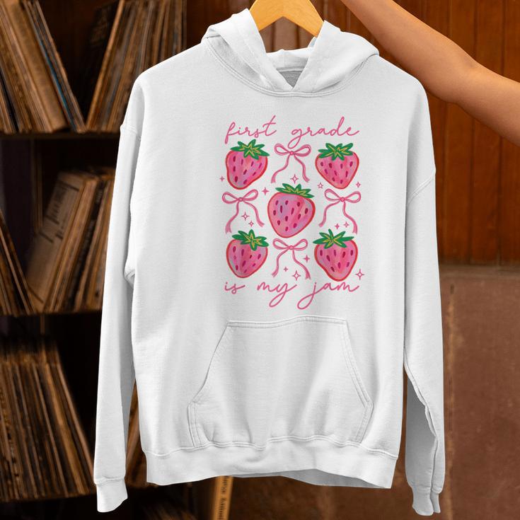 First Grade Is My Jam Strawberry First Grade Teacher Women Women's Hoodie, First Grade Teacher Hoodies, gift for family, gift for coworker First Grade Is My Jam Strawberry First Grade Teacher Women Women's Hoodie, First Grade Teacher Hoodies, gift for family, gift for coworker
