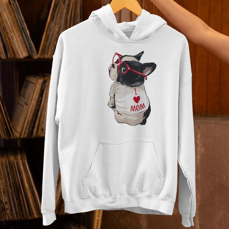 Girls I Heart Mom Love Mama Boston Terrier Dog Lover Women's Hoodie, Boston Terrier Mom Hoodies, gift for family, gift for coworker