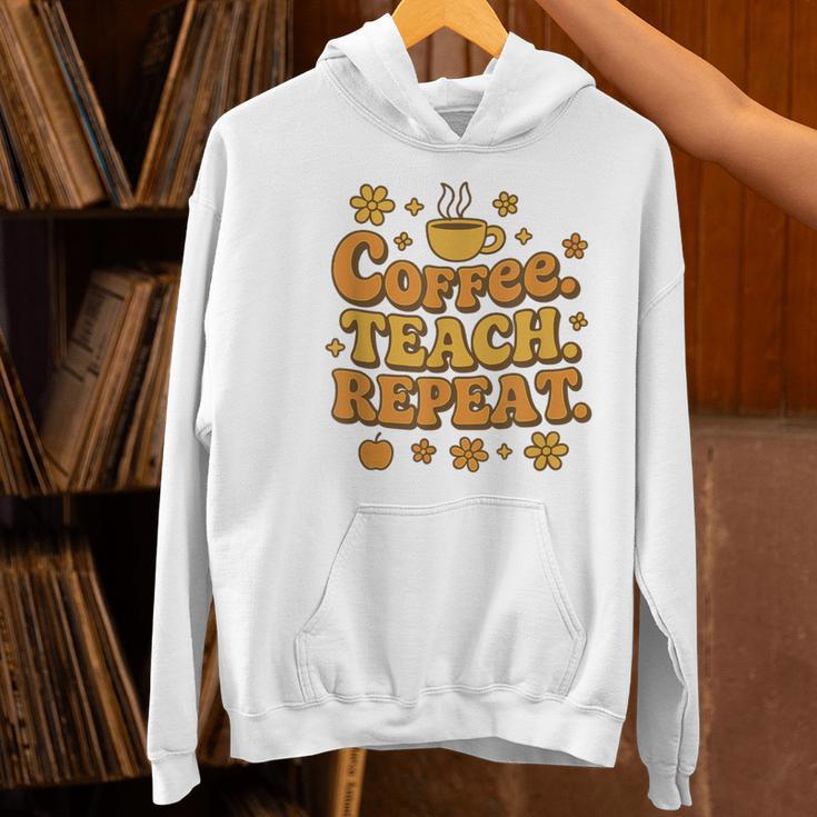 Groovy Coffee Teach Repeat Retro Teacher Women's Hoodie, Groovy Teacher Hoodies, gift for family, gift for coworker Groovy Coffee Teach Repeat Retro Teacher Women's Hoodie, Groovy Teacher Hoodies, gift for family, gift for coworker