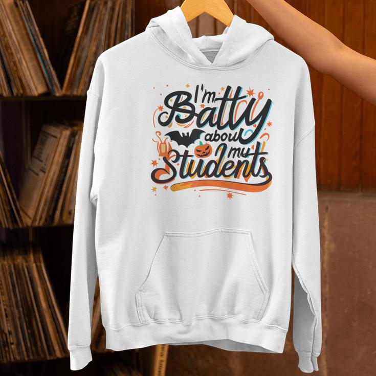 I'm Batty About My Students Watercolor Bat Teacher Halloween Women's Hoodie, gift for family, gift for coworker I'm Batty About My Students Watercolor Bat Teacher Halloween Women's Hoodie, gift for family, gift for coworker