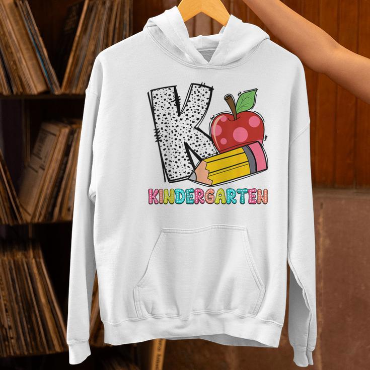 K Is For Kindergarten Teacher Pencil Apple Back To School Women's Hoodie, gift for family, gift for coworker