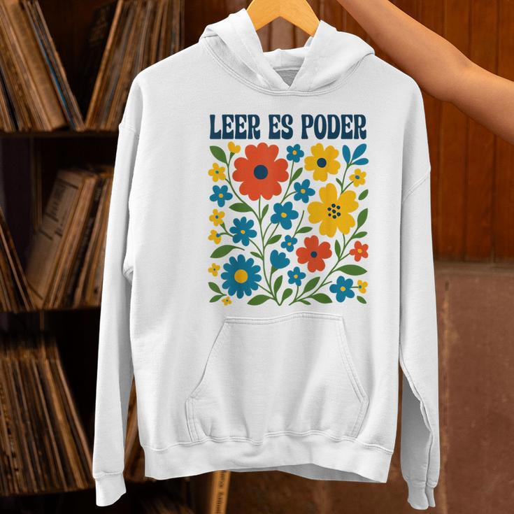 Leer Es Poder Cute Floral Boho Spanish Teacher Reading Women's Hoodie, gift for family, gift for coworker Leer Es Poder Cute Floral Boho Spanish Teacher Reading Women's Hoodie, gift for family, gift for coworker