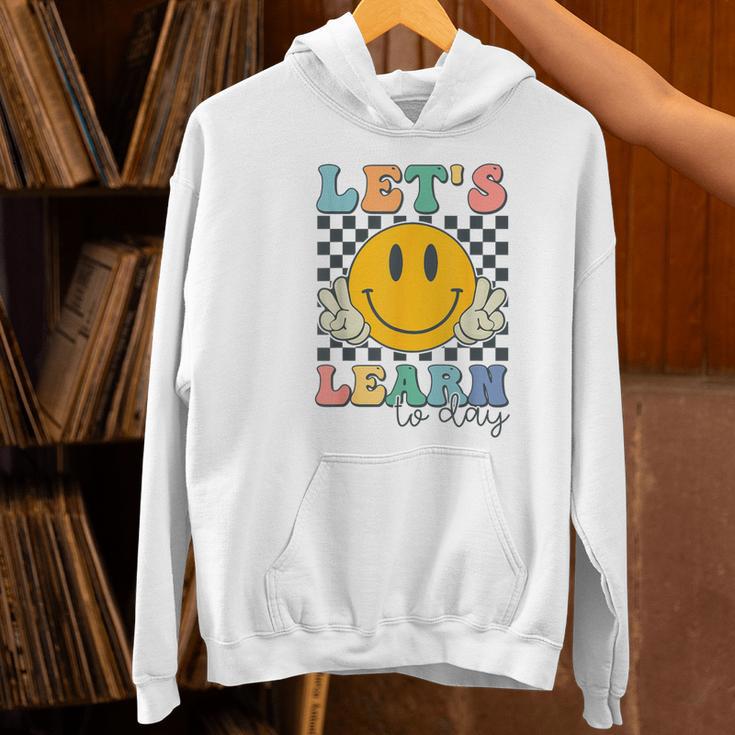 Let's Learn Today Smile Face Back To School For Teacher Kids Women's Hoodie, gift for family, gift for coworker
