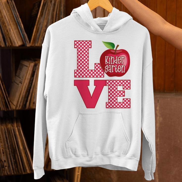 Love Kindergarten Cute Apple School Teacher Women's Hoodie, gift for family, gift for coworker Love Kindergarten Cute Apple School Teacher Women's Hoodie, gift for family, gift for coworker