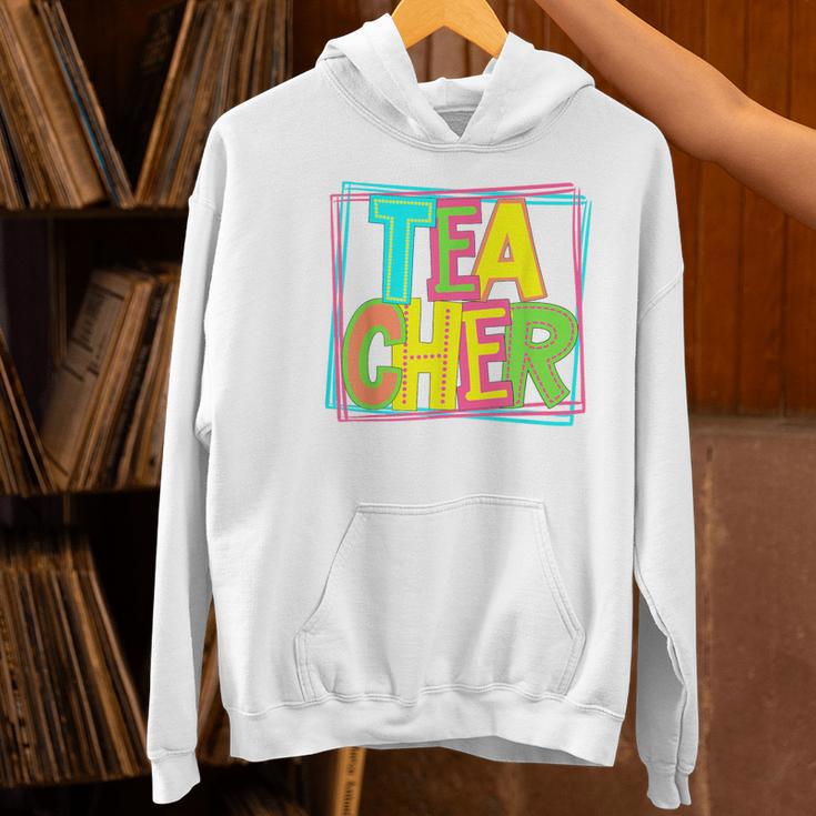 Neon Retro Teacher Cute Teacher Team New Teacher Back To Sch Women's Hoodie, gift for family, gift for coworker Neon Retro Teacher Cute Teacher Team New Teacher Back To Sch Women's Hoodie, gift for family, gift for coworker