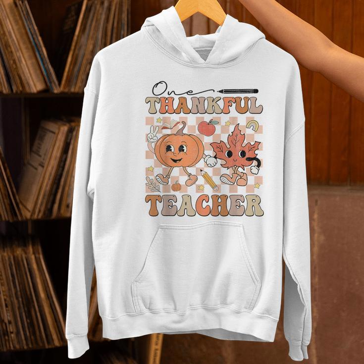 One Thankful Teacher Thanksgiving Groovy Fall Autumn Teacher Women's Hoodie, Groovy Teacher Hoodies, gift for family, gift for coworker One Thankful Teacher Thanksgiving Groovy Fall Autumn Teacher Women's Hoodie, Groovy Teacher Hoodies, gift for family, gift for coworker