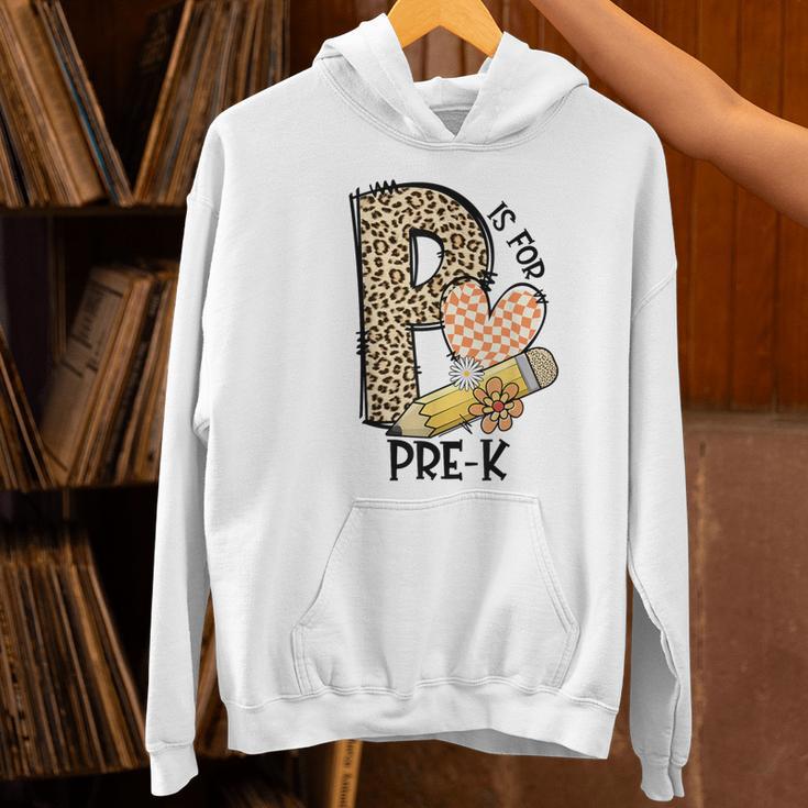 P Is For Pre K Teacher Leopard First Day Of School For Men Women Girls Kids Women's Hoodie, gift for family, gift for coworker