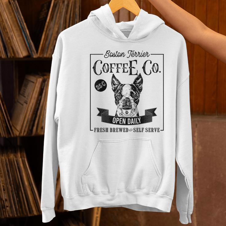 Retro Boston Terrier Coffee Dog Mom Coffee Lover Women's Hoodie, Boston Terrier Mom Hoodies, gift for family, gift for coworker