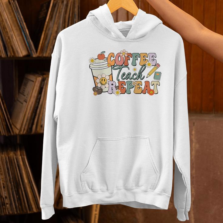 Retro Grovvy Coffee Teach Repeat Teacher Women's Hoodie, gift for family, gift for coworker Retro Grovvy Coffee Teach Repeat Teacher Women's Hoodie, gift for family, gift for coworker