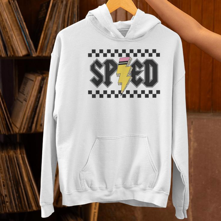 Retro SPED Teacher Pencil Lightning Bolt Back To School Women's Hoodie, gift for family, gift for coworker Retro SPED Teacher Pencil Lightning Bolt Back To School Women's Hoodie, gift for family, gift for coworker