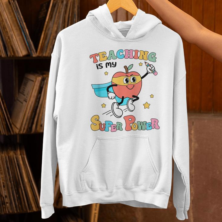 Retro Teaching Is My Superpower Apple Teacher Appreciation Women's Hoodie, gift for family, gift for coworker Retro Teaching Is My Superpower Apple Teacher Appreciation Women's Hoodie, gift for family, gift for coworker