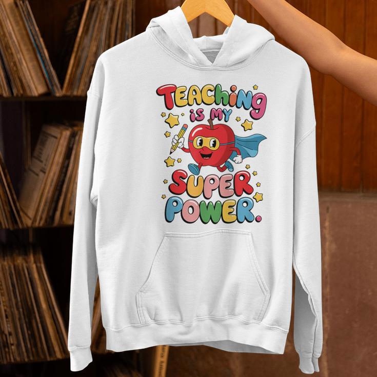 Retro Teaching Is My Superpower Apple Teacher Appreciation Women's Hoodie, gift for family, gift for coworker Retro Teaching Is My Superpower Apple Teacher Appreciation Women's Hoodie, gift for family, gift for coworker
