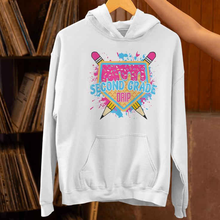Second Grade Drip Ice Cream Home Plate Baseball Teachers Kid Women's Hoodie, gift for family, gift for coworker