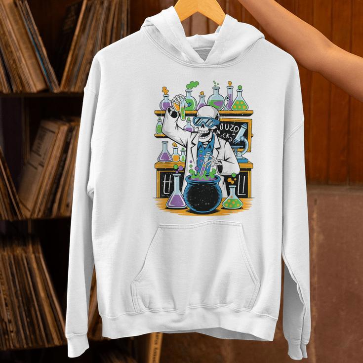 Skeleton Mad Scientist Halloween Costume Science Teacher Women's Hoodie, Science Teacher Hoodies, gift for family, gift for coworker