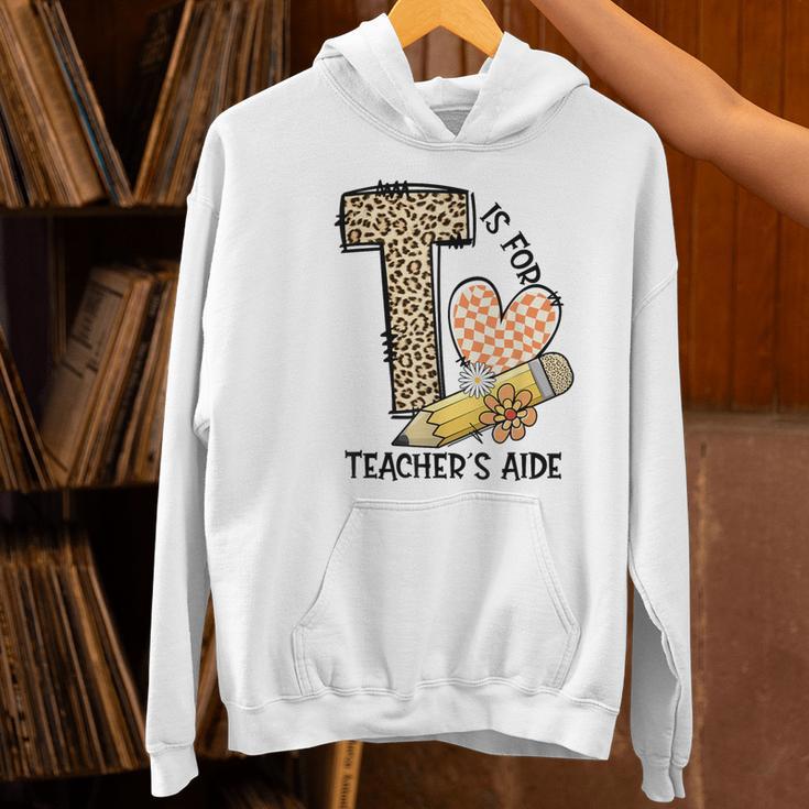 T Is For Teacher’s Aide Back To First Day Of School Leopard Men Women Girls Kids Women's Hoodie, gift for family, gift for coworker T Is For Teacher’s Aide Back To First Day Of School Leopard Men Women Girls Kids Women's Hoodie, gift for family, gift for coworker