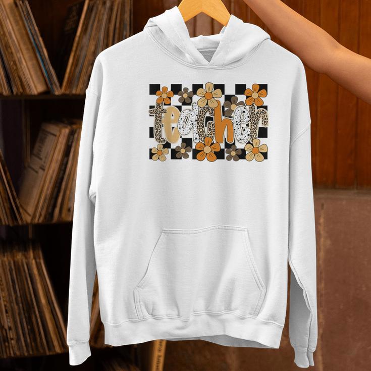 Teacher Appreciation Boho Floral Leopard Checkered Women's Hoodie, gift for family, gift for coworker Teacher Appreciation Boho Floral Leopard Checkered Women's Hoodie, gift for family, gift for coworker
