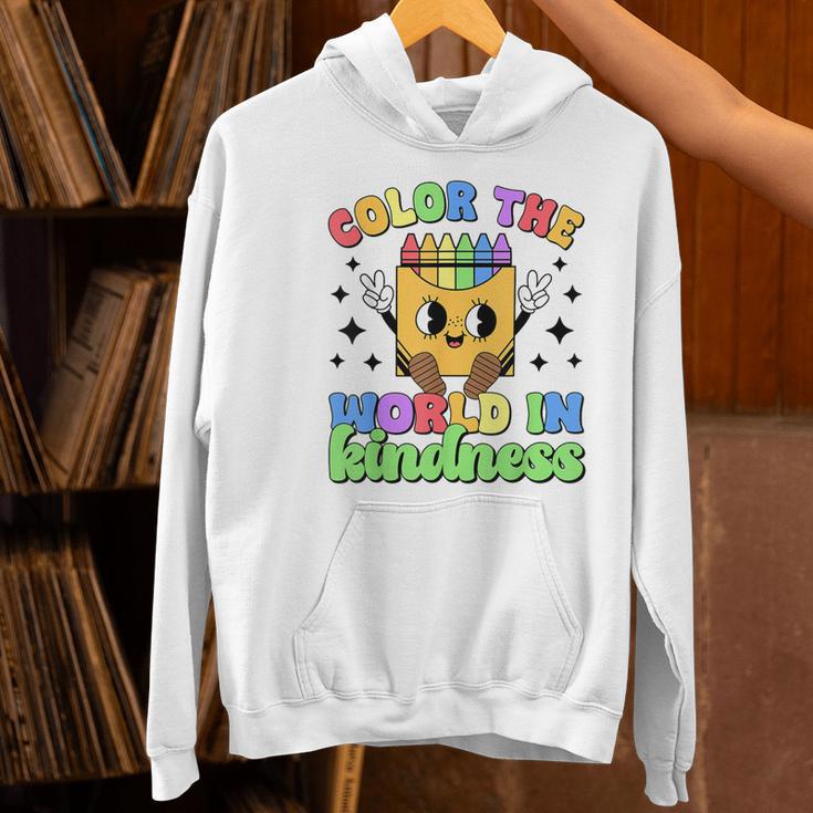 Teacher Back To School Color In Kindness Crayon Pencil Women's Hoodie, gift for family, gift for coworker