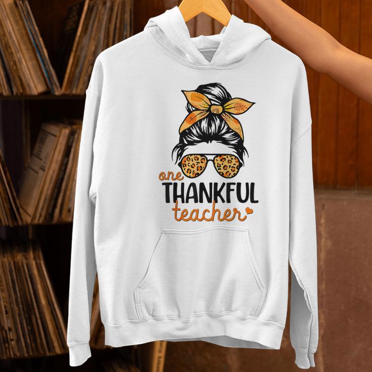 Thanksgiving Shirt Teacher Women Messy Bun Thankful Teacher Women's Hoodie, gift for family, gift for coworker Thanksgiving Shirt Teacher Women Messy Bun Thankful Teacher Women's Hoodie, gift for family, gift for coworker