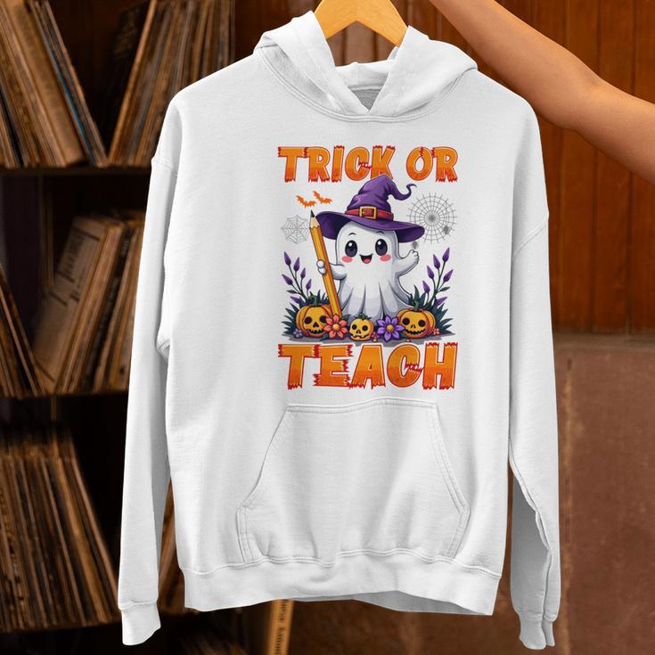 Trick Or Teach Teacher Halloween Ghost Pencil Floral Women's Hoodie, gift for family, gift for coworker Trick Or Teach Teacher Halloween Ghost Pencil Floral Women's Hoodie, gift for family, gift for coworker