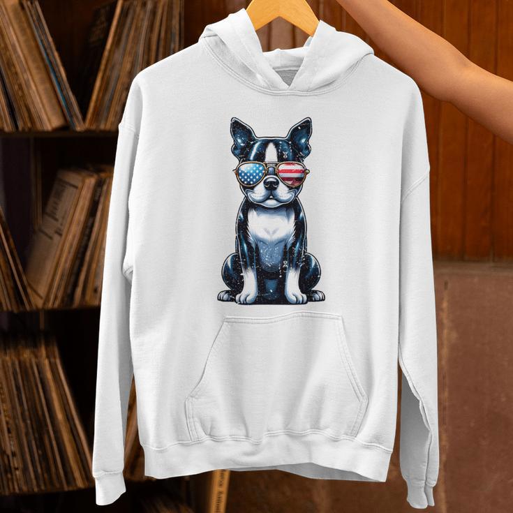 USA Flag Boston Terrier Best Dog Mom Ever 2025 Women's Hoodie, Boston Terrier Mom Hoodies, gift for family, gift for coworker