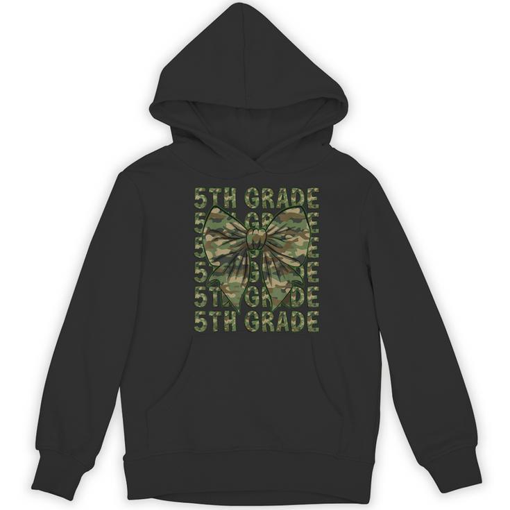 5th Grade Teacher Student Camo Bow Back To School Women's Hoodie, novelty gifts, funny gifts