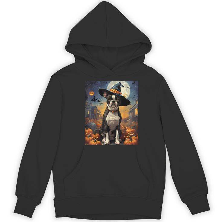 Aesthetic Halloween Boston Terrier Dog Witch Pumpkin For Men Women Kids Women's Hoodie, novelty gifts, funny gifts