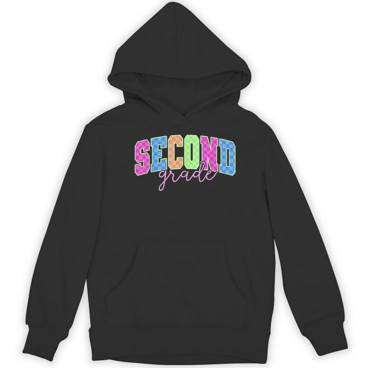 Back To School Neon Checkered Second Grade Colorful Teacher Women's Hoodie, novelty gifts, funny gifts