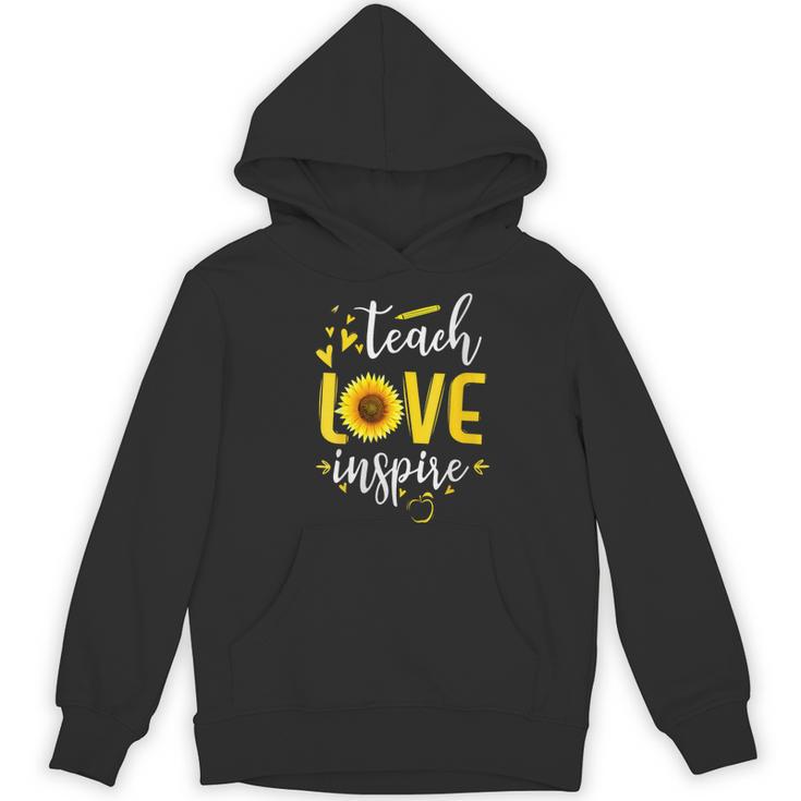 Back To School Teach Love And Inspire Teacher Sunflower Women's Hoodie, novelty gifts, funny gifts