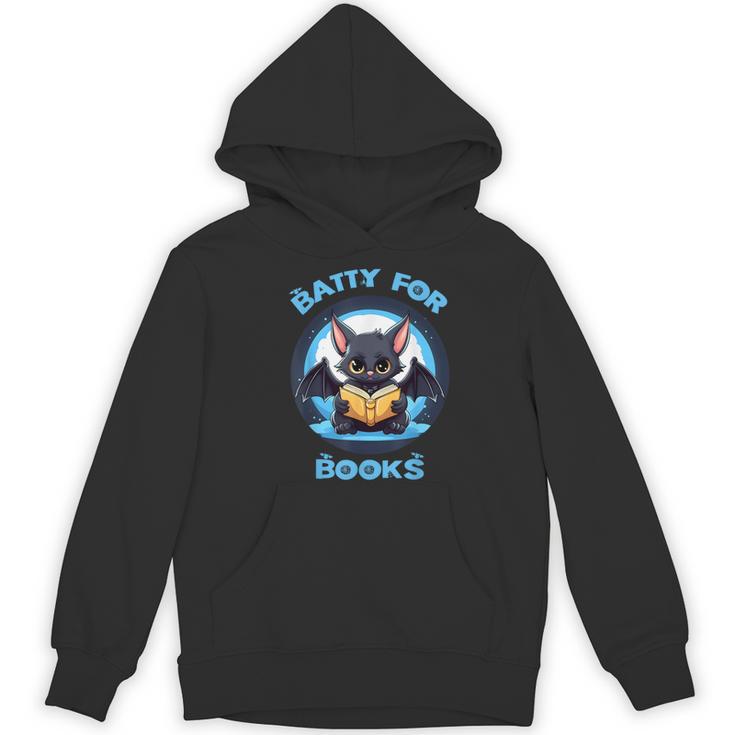 Batty About Books Lover Teacher Librarian Bookish Halloween For Men Women Kids Women's Hoodie, novelty gifts, funny gifts