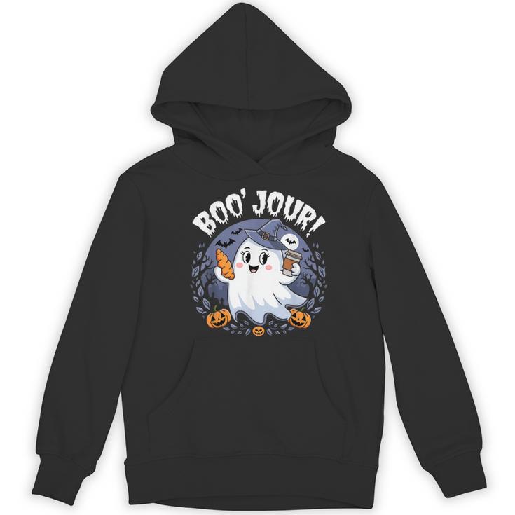Boo Jour Ghost Halloween French Teacher Cute Coffe Croissant Women's Hoodie, novelty gifts, funny gifts