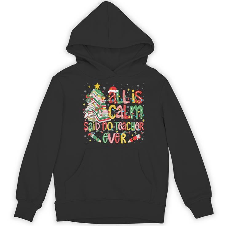Book Tree All Is Calm Said No Teacher Ever Christmas Women's Hoodie, novelty gifts, funny gifts