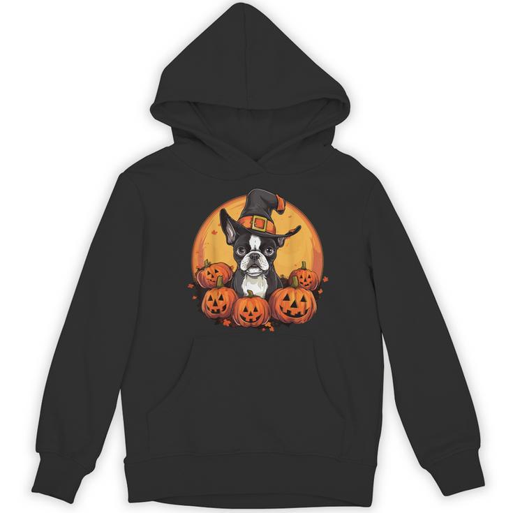 Boston Terrier Bostie Dog Breed Pet Halloween Pumpkins Women's Hoodie, novelty gifts, funny gifts