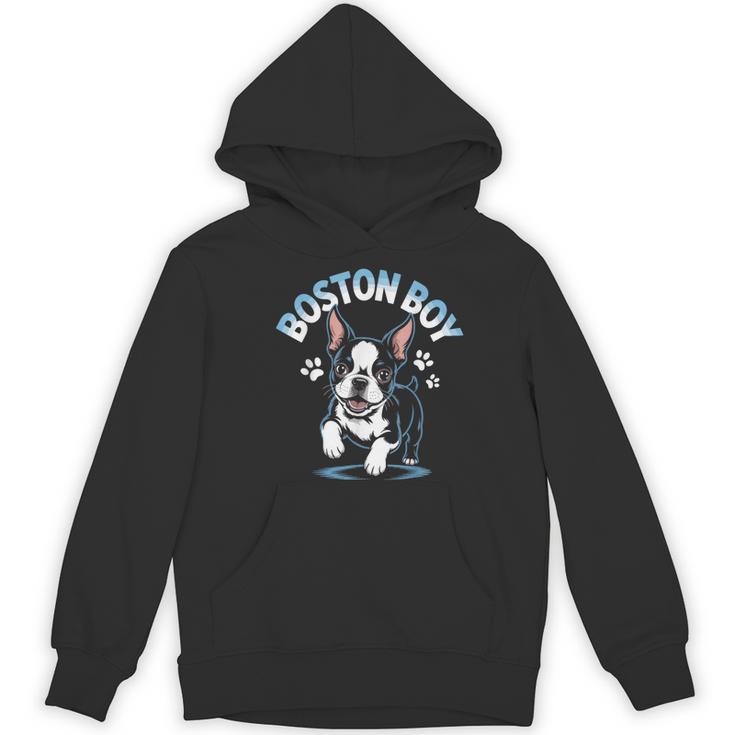 Boston Terrier Boy Cute Cartoon Dog Owner Pet Boston Terrier Women's Hoodie, novelty gifts, funny gifts