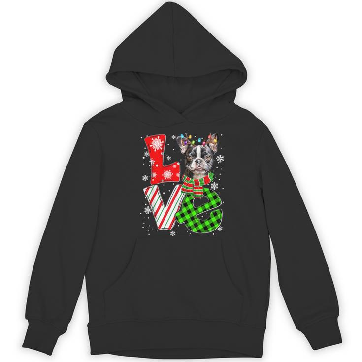 Boston Terrier Christmas Tree Lights Santa Dog Xmas For Men Women Kids Women's Hoodie, novelty gifts, funny gifts