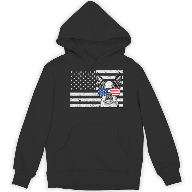 Boston Terrier Dog 4th Of July US American Flag Patriotic Women's Hoodie, novelty gifts, funny gifts