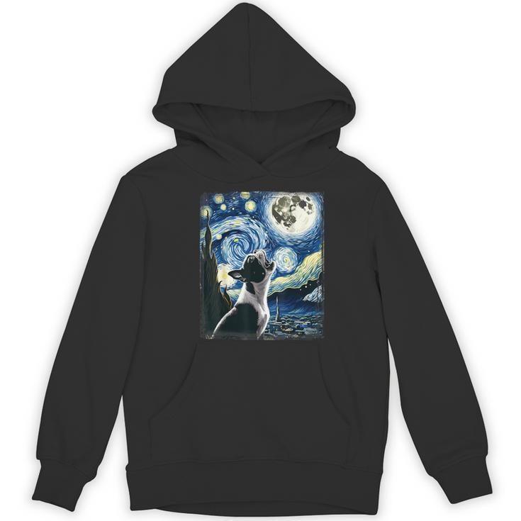 Boston Terrier Dog Art Van Gogh Starry Night Boston Terrier Women's Hoodie, novelty gifts, funny gifts