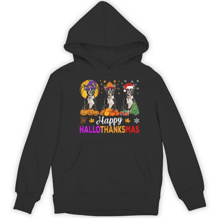 Boston Terrier Dog Halloween Christmas Hallothanksmas Men Women Kids Women's Hoodie, novelty gifts, funny gifts