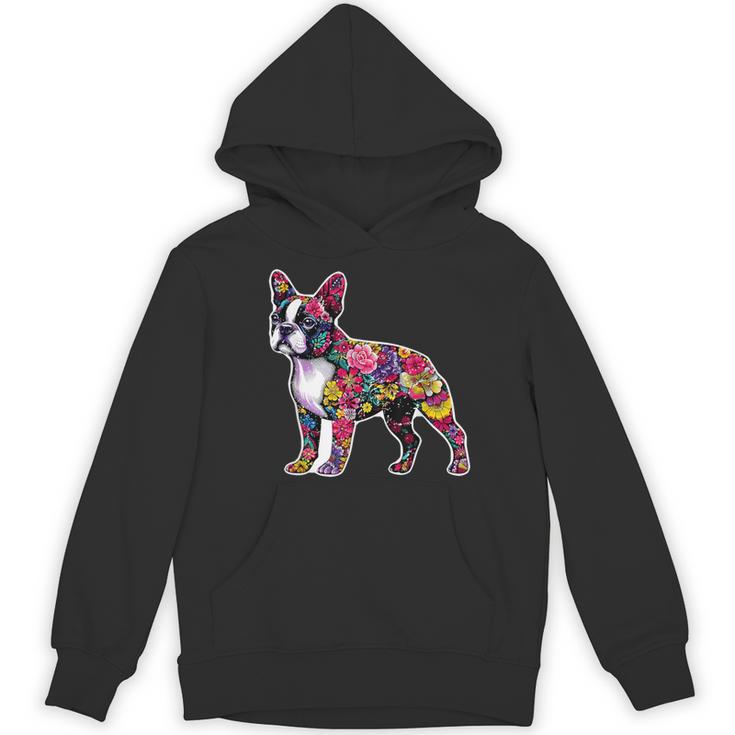 Boston Terrier Floral Dog Lover Vintage Distressed For Men Women Kids Women's Hoodie, novelty gifts, funny gifts