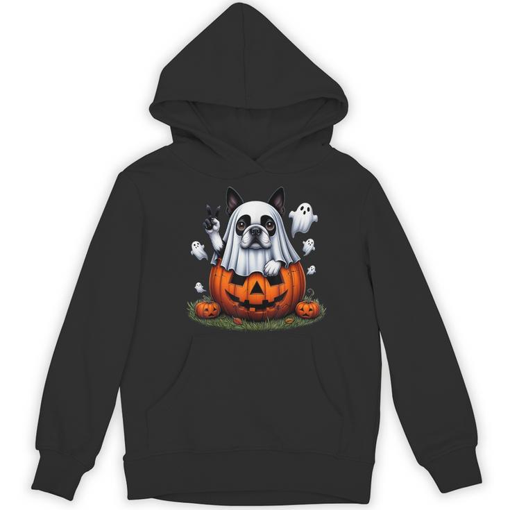 Boston Terrier Ghost Boo Halloween Kids Women's Hoodie, novelty gifts, funny gifts