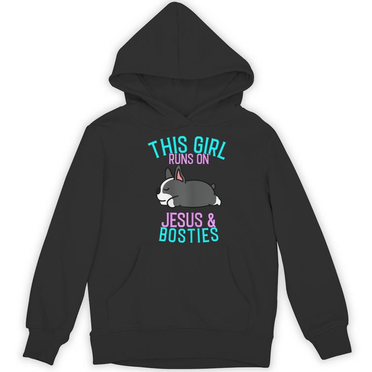 Boston Terrier This Girl Runs On Jesus And Boston Terriers Women's Hoodie, novelty gifts, funny gifts