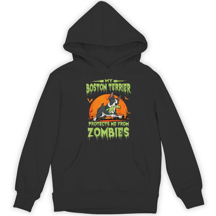 Boston Terrier Halloween Zombie American Gentleman Dog Lover Women's Hoodie, novelty gifts, funny gifts