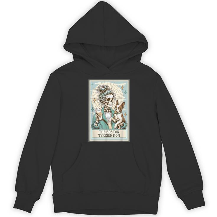 Boston Terrier Mom Skeleton Tarot Card Witch Vibes Dog Mom Women's Hoodie, novelty gifts, funny gifts